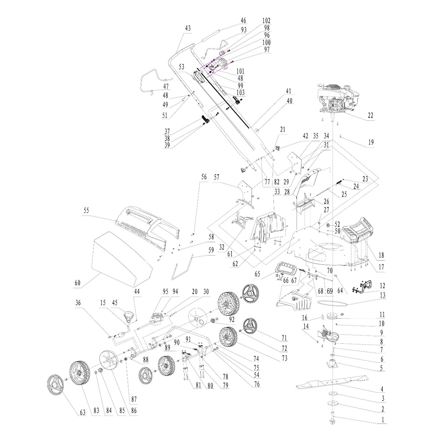 Cамоходная газонокосилка бензиновая ГБС-510