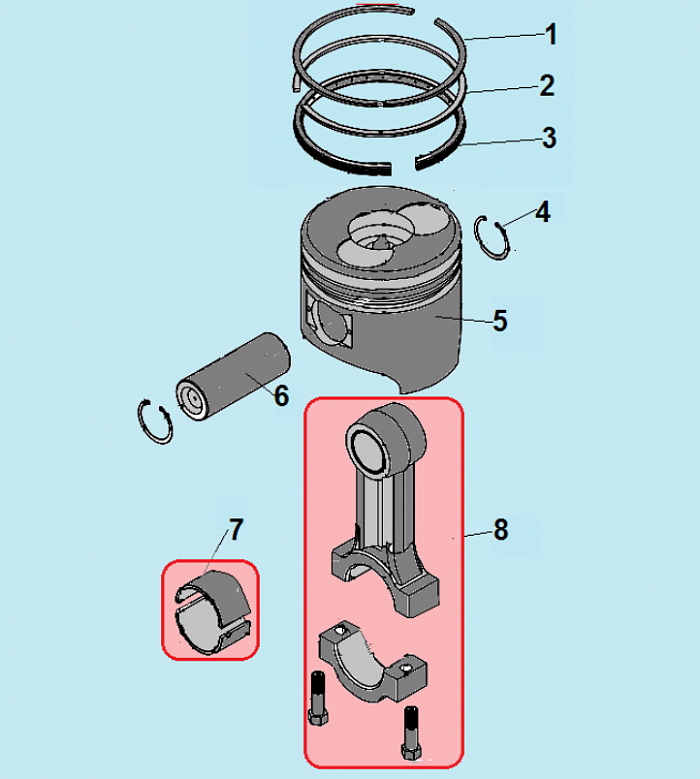 5 ПОРШЕНЬ - ШАТУН ГЕНЕРАТОР CHAMPION DG6501E