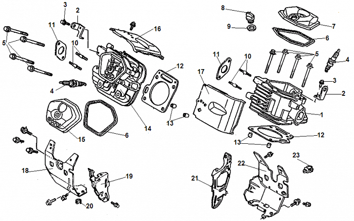 5 ДЕТАЛИ ДВИГАТЕЛЯ - БЛОК - СВЕЧА - ГОЛОВКА - КЛАПАНА - ПРОКЛАДКИ ГЕНЕРАТОР CHAMPION GG11000E