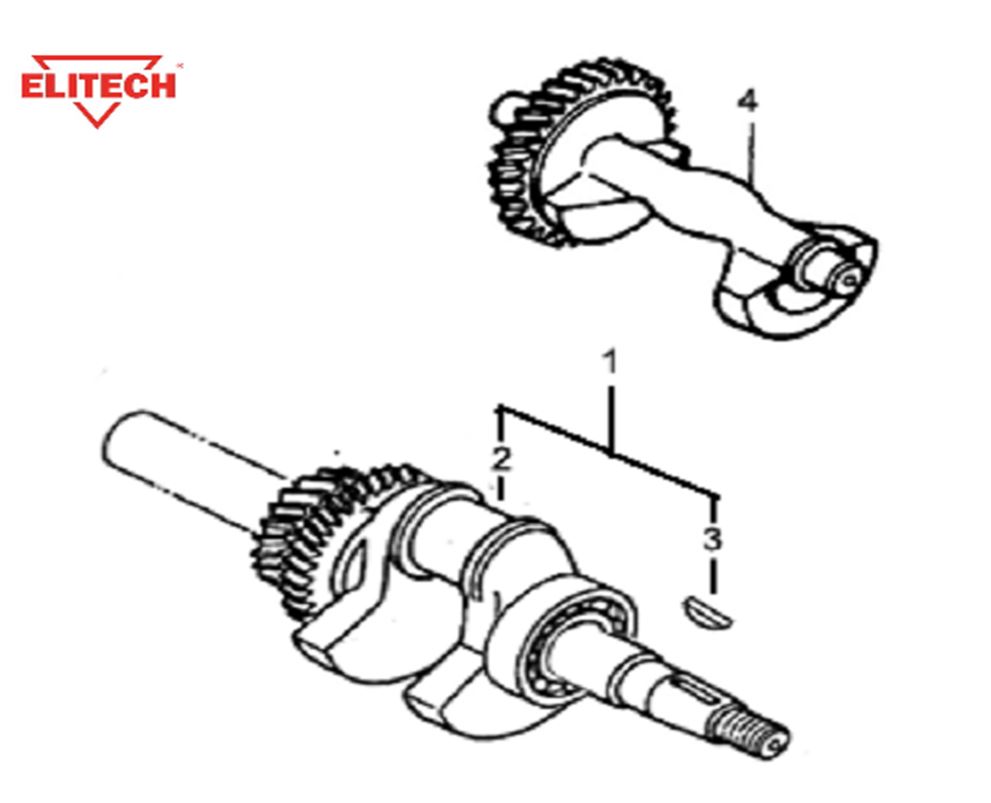ЗАПЧАСТИ ДЛЯ МОТОПОМПЫ БЕНЗИНОВОЙ ELITECH МБ 1600 Д 10 (ВАЛ КОЛЕНЧАТЫЙ)