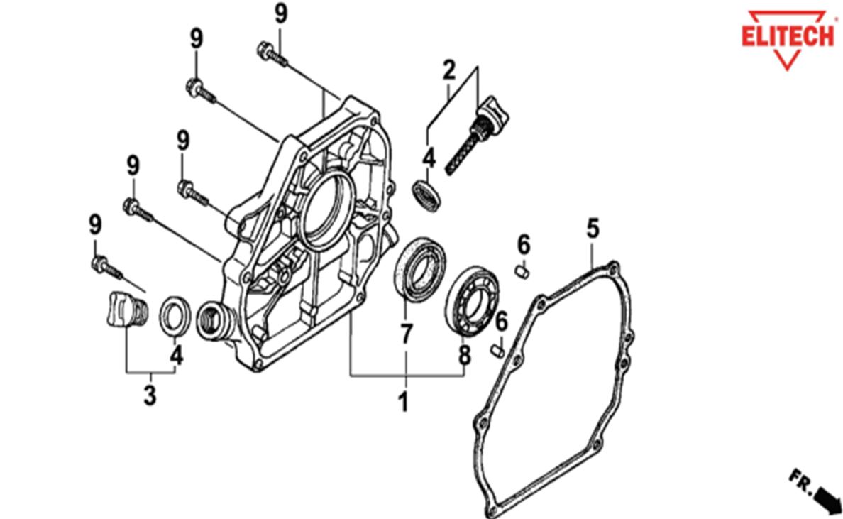 ЗАПЧАСТИ ДЛЯ МОТОПОМПЫ БЕНЗИНОВОЙ ELITECH МБ 810 Д 80 (КРЫШКА КАРТЕРА)