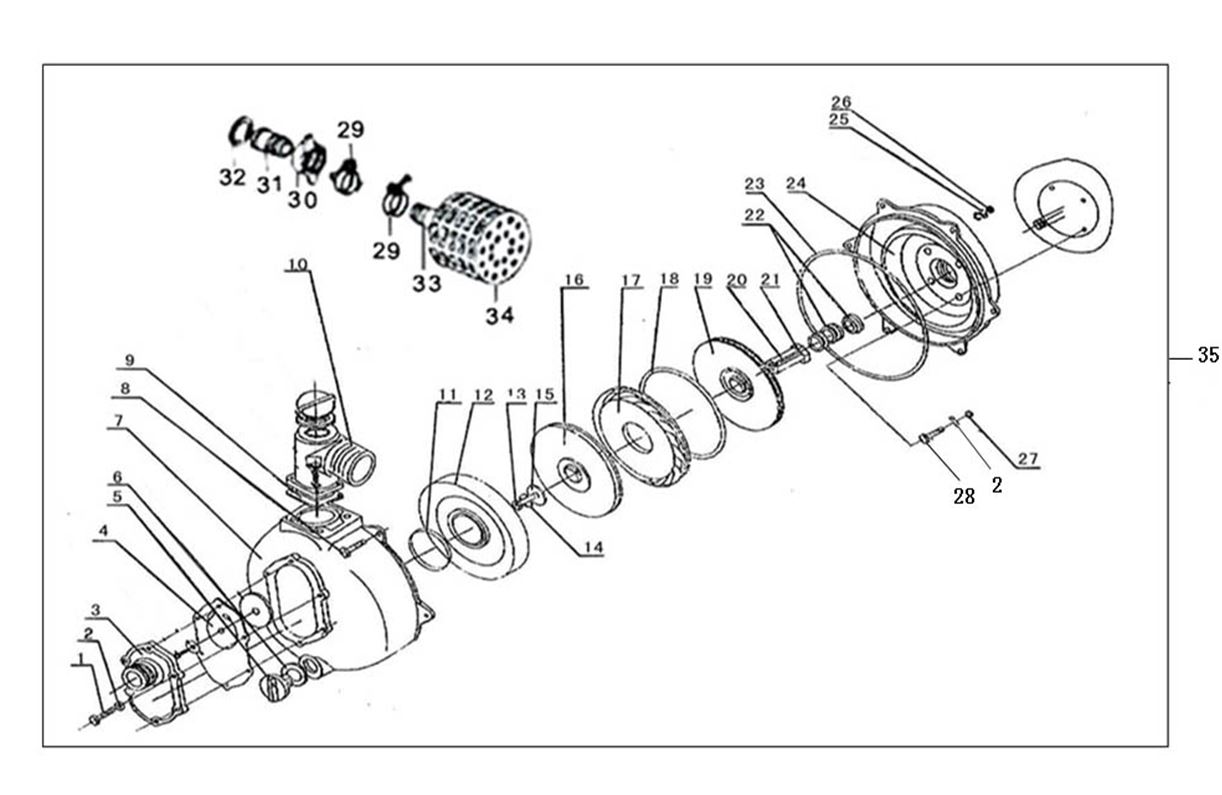 ЗАПЧАСТИ ДЛЯ МОТОПОМПЫ БЕНЗИНОВОЙ ELITECH МБ 500 Д 50 В (НАСОС)
