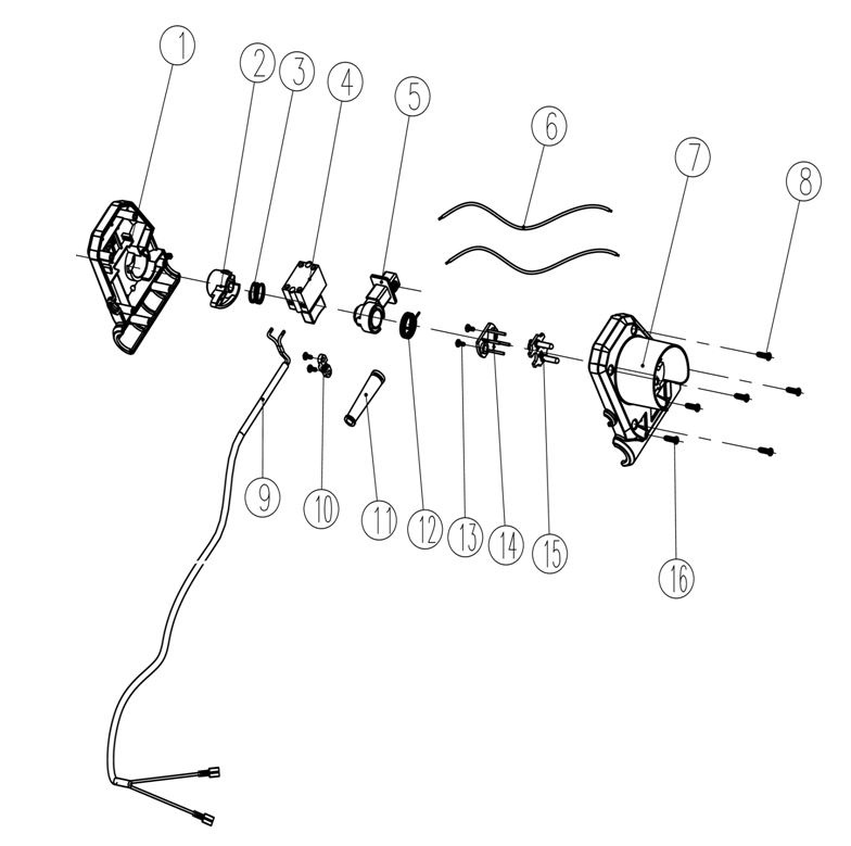ЗАПЧАСТИ ДЛЯ ГАЗОНОКОСИЛКИ ЭЛЕКТРИЧЕСКОЙ ELITECH EK 2000Н (БЛОК ВКЛЮЧЕНИЯ)