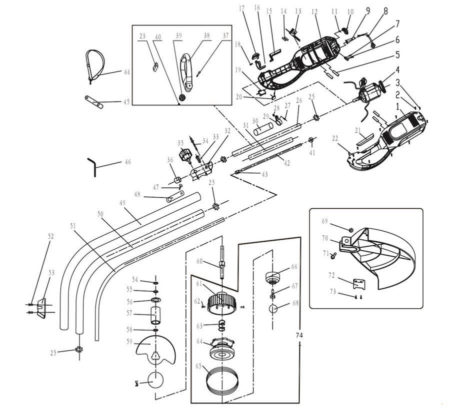 ЗАПЧАСТИ ДЛЯ ТРИММЕРА ЭЛЕКТРИЧЕСКОГО ELITECH ЕТ 1000К (ДО 2015 ГОДА)