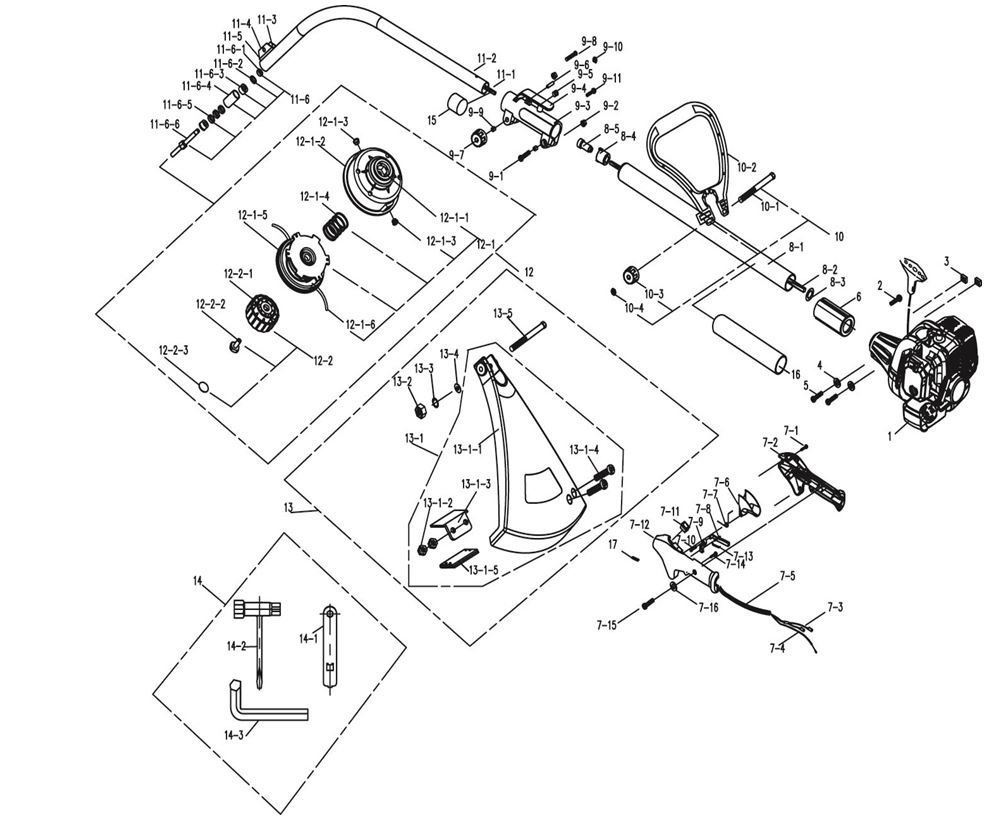 ЗАПЧАСТИ ДЛЯ ТРИММЕРА БЕНЗИНОВОГО ELITECH Т 1150РК (ДО 2015 ГОДА) (ОБЩАЯ)