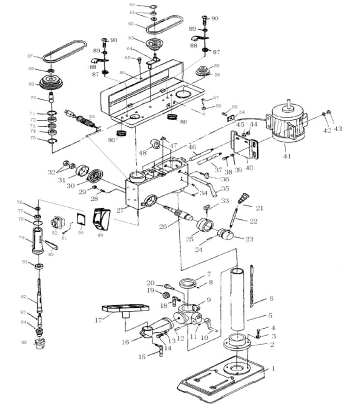 ЗАПЧАСТИ ДЛЯ СТАНКА СВЕРЛИЛЬНОГО ЭЛЕКТРИЧЕСКОГО ELITECH СВ 390