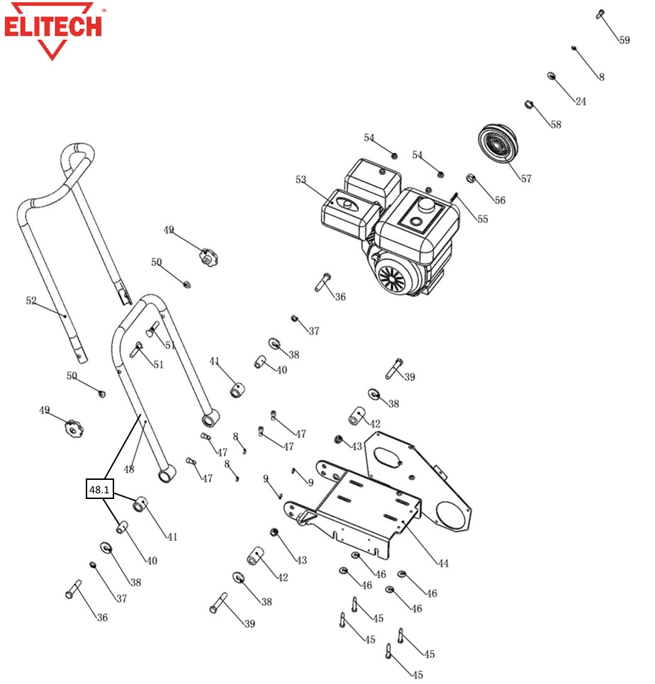 ЗАПЧАСТИ ДЛЯ ВИБРОПЛИТЫ БЕНЗИНОВОЙ ELITECH ПВТ 60БВЛ (РУКОЯТКИ)