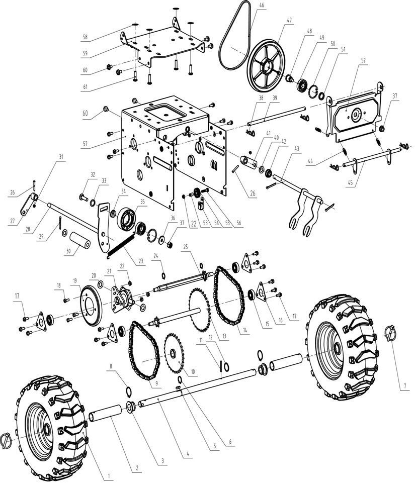 ЗАПЧАСТИ ДЛЯ СНЕГОУБОРЩИКА БЕНЗИНОВОГО ELITECH СК 7 (2014 ГОД) (РЕДУКТОР)