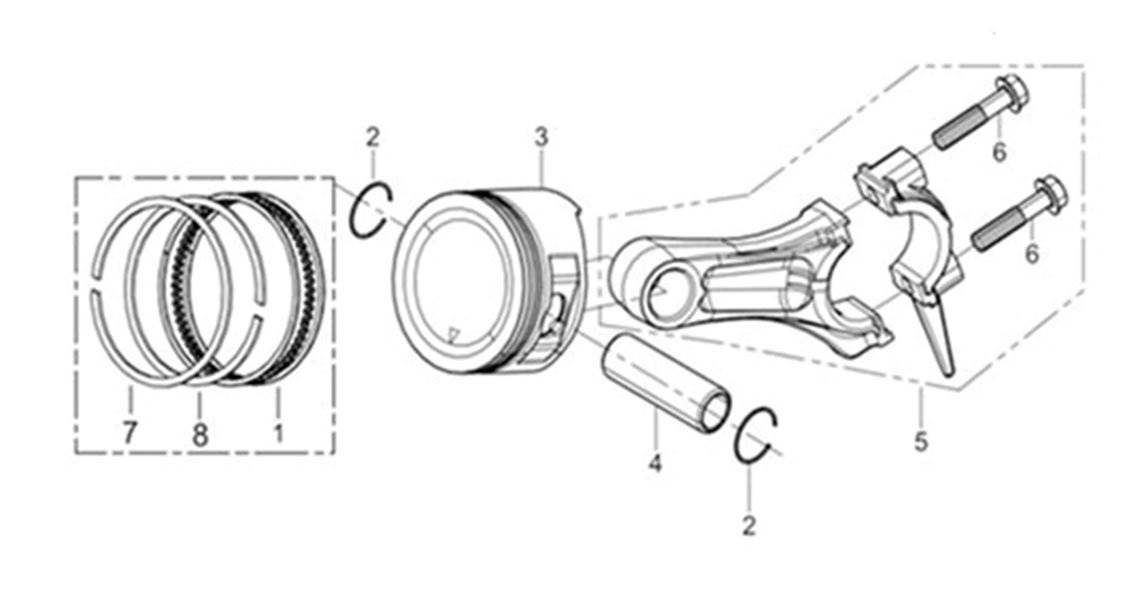 ЗАПЧАСТИ ДЛЯ ДВИГАТЕЛЯ LC170FDS (ШАТУН, ПОРШЕНЬ, КОЛЬЦА ПОРШНЕВЫЕ)