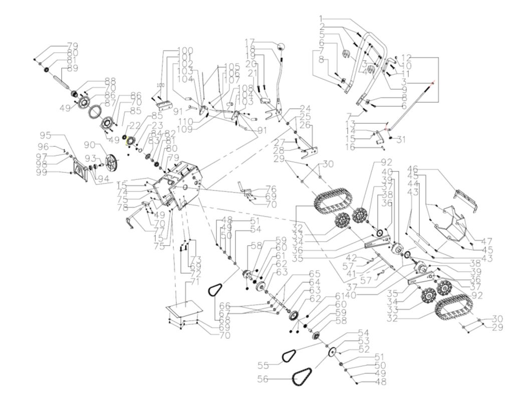 ЗАПЧАСТИ ДЛЯ СНЕГОУБОРЩИКА БЕНЗИНОВОГО ELITECH СМ 12ЭГ (2016 ГОД) (РЕДУКТОР)