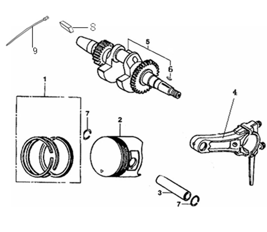 ЗАПЧАСТИ ДЛЯ ДВИГАТЕЛЯ LC170FDS (ШАТУН, ПОРШЕНЬ, КОЛЬЦА ПОРШНЕВЫЕ, ВАЛ КОЛЕНЧАТЫЙ)