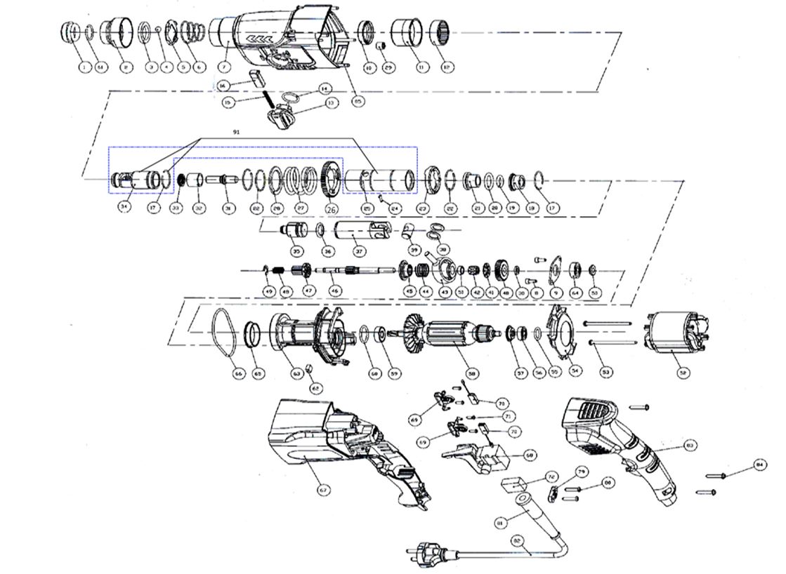 ЗАПЧАСТИ ДЛЯ ПЕРФОРАТОРА ЭЛЕКТРИЧЕСКОГО ELITECH ЕР 0926К