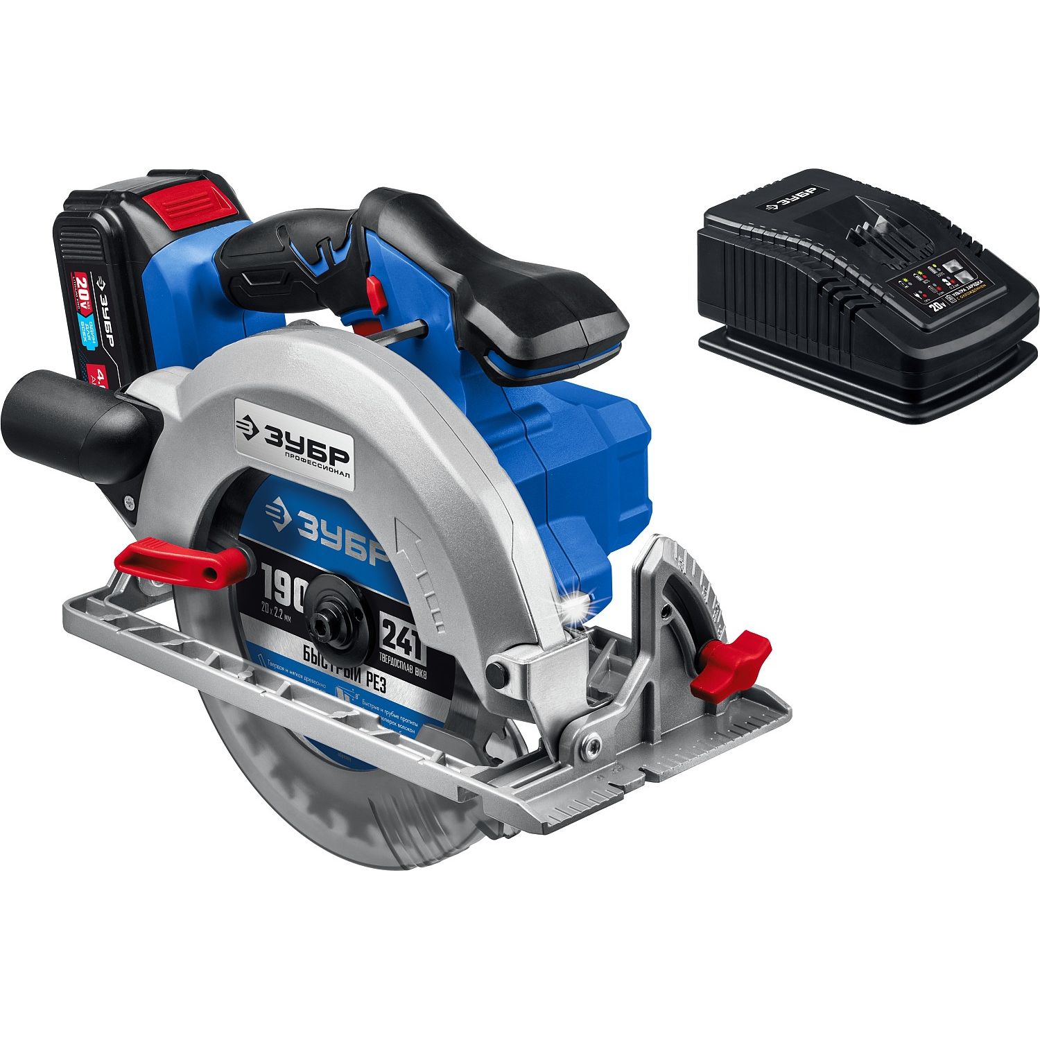 Бесщеточная пила циркулярная, 1 АКБ (4 Ач), в коробке CPB-190-41