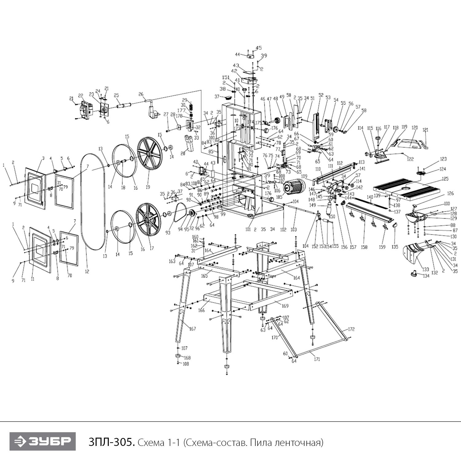 Пила ЗУБР ленточная, 305мм, 750Вт ЗПЛ-305