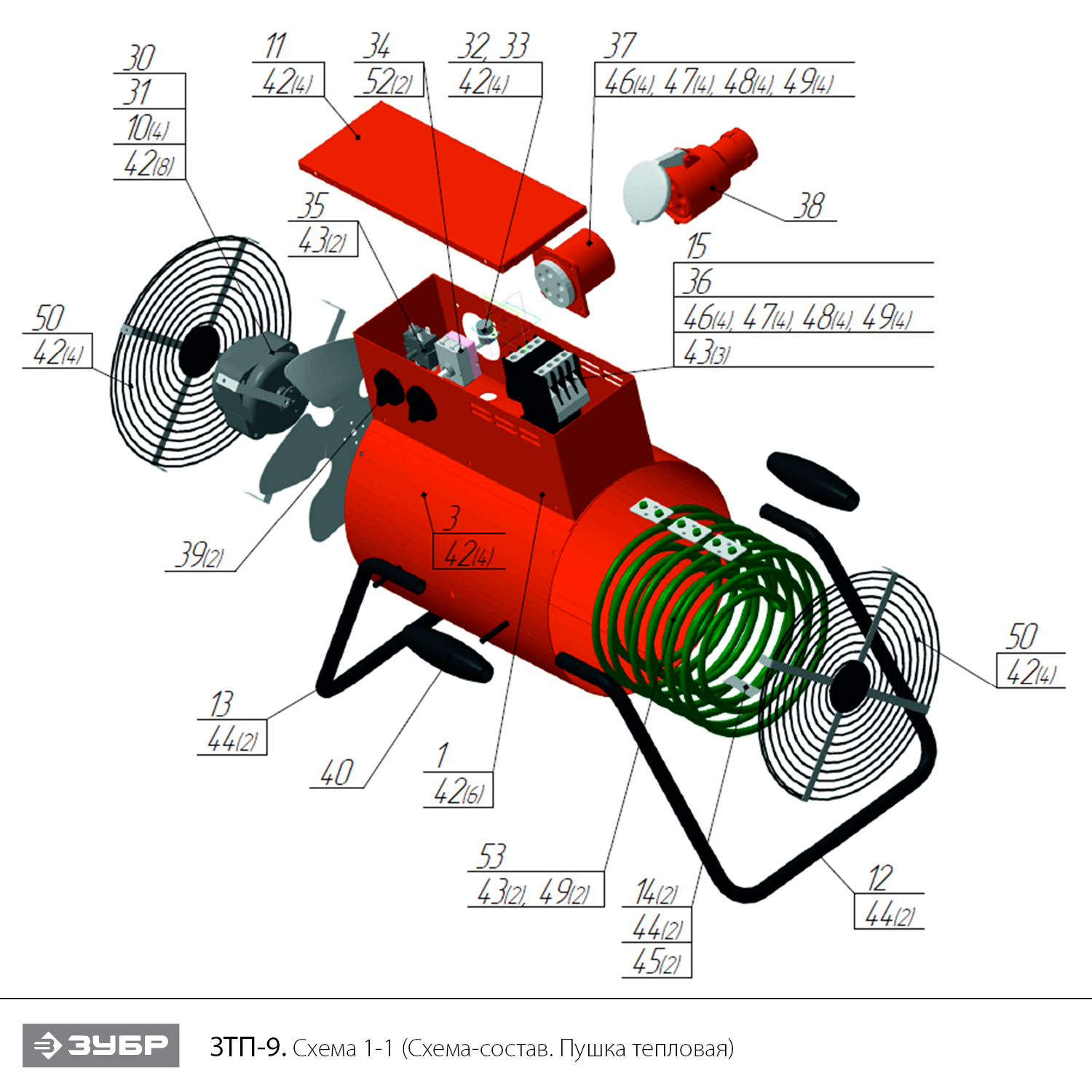 Пушка тепловая, круглый корпус ЗТП-9