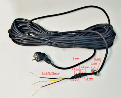 Кабель сетевой 3х0,5мм для СН-90В(16) c ZJH68,  СН-60В (27,30,31) DOY